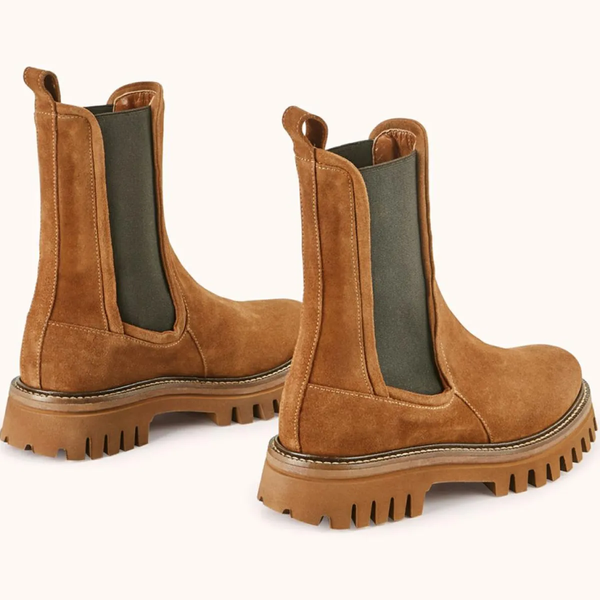 Cosmoparis Bottines|Chelsea boots en Velours de Cuir Teena tabac