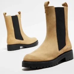 Apologie Bottines|Chelsea boots en Velours de Cuir Alice beiges