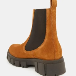 Galeries Lafayette Bottines|Chelsea boots semelle épaisse camel - Talon 4 cm