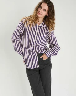 The Korner Chemises|Chemise Emy violet/crème