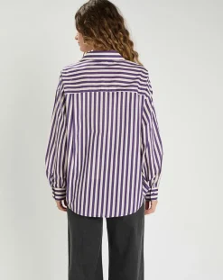 The Korner Chemises|Chemise Emy violet/crème