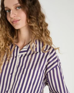 The Korner Chemises|Chemise Emy violet/crème