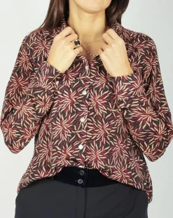 Lauren Vidal Chemises|Chemise en Soie mélangée Soan imprimée étoile rouge/noir