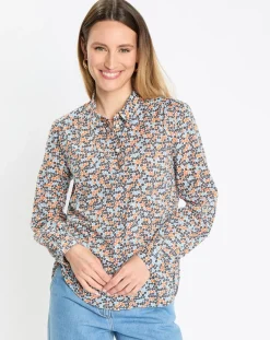 Marc O'Polo Chemises|Chemise à Fleurs orange/bleu