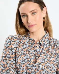 Marc O'Polo Chemises|Chemise à Fleurs orange/bleu