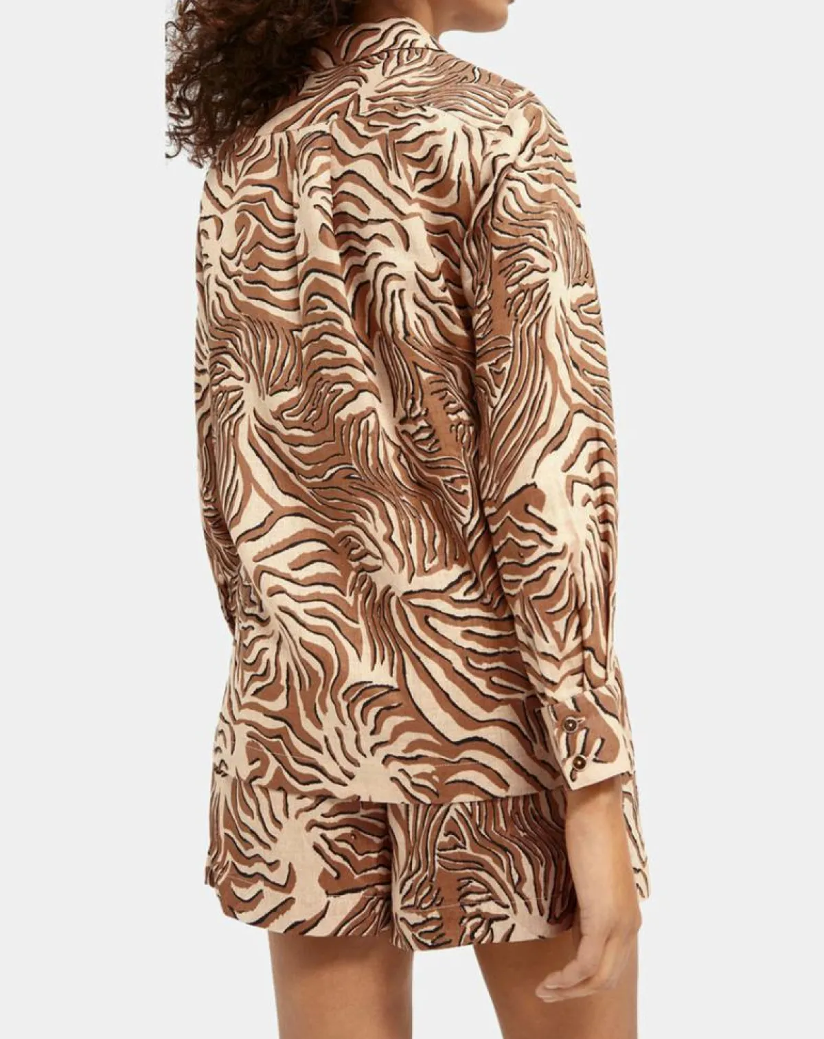 Scotch & Soda Chemises|Chemise 100% Lin imprimée corail beige