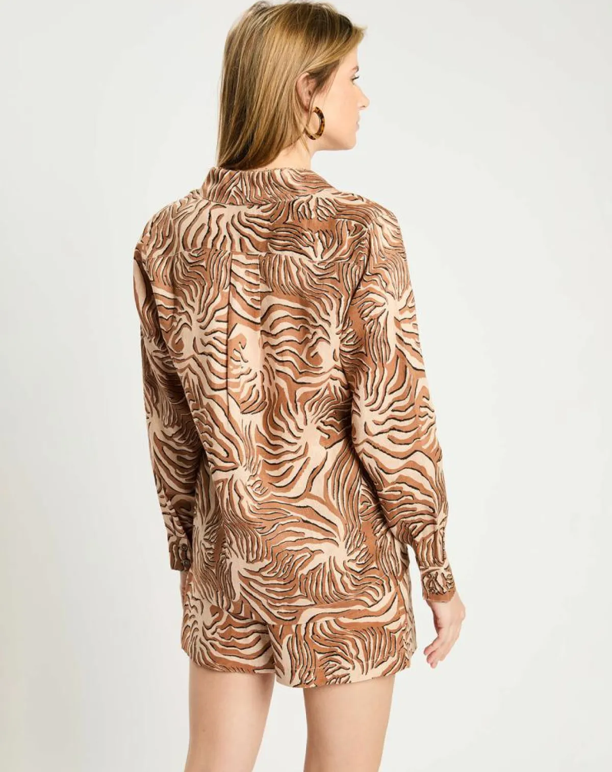 Scotch & Soda Chemises|Chemise 100% Lin imprimée corail beige