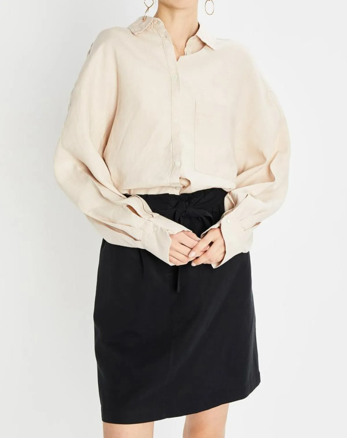 Marc O'Polo Chemises|Chemise 100% Lin manches longues Poche beige