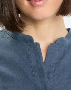 Marc O'Polo Chemises|Chemise 100% Lin sans manches Col bleu moyen