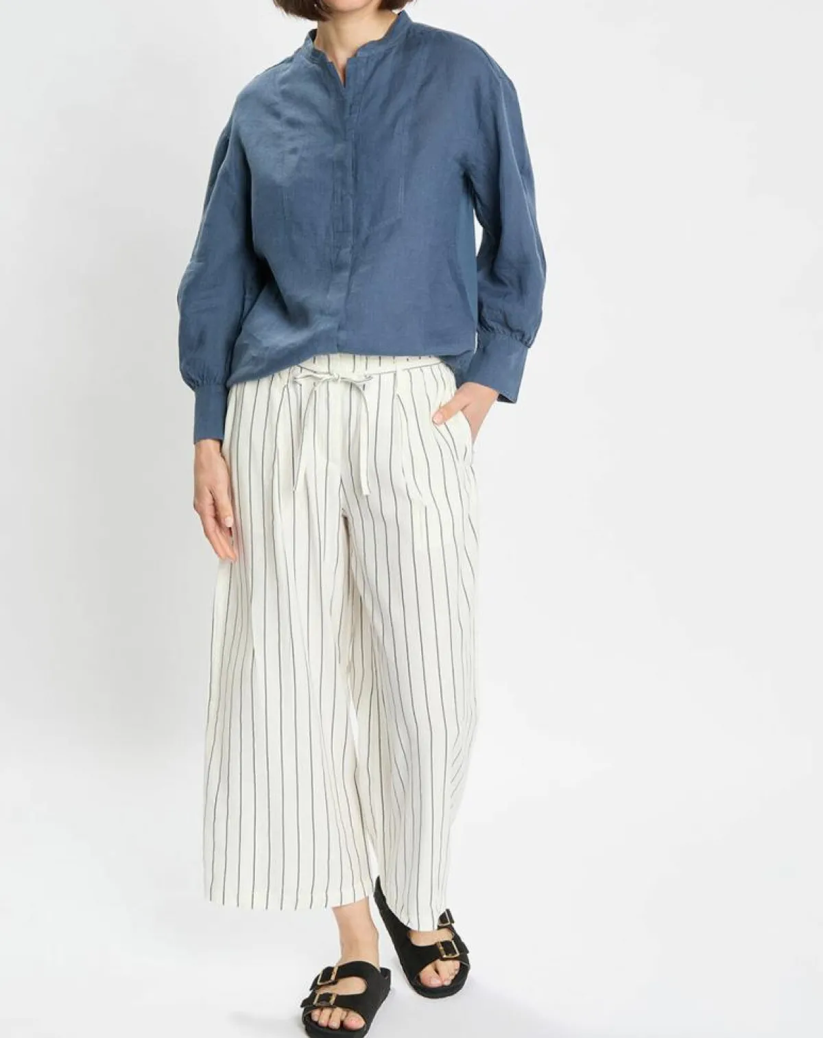 Marc O'Polo Chemises|Chemise 100% Lin sans manches Col bleu moyen