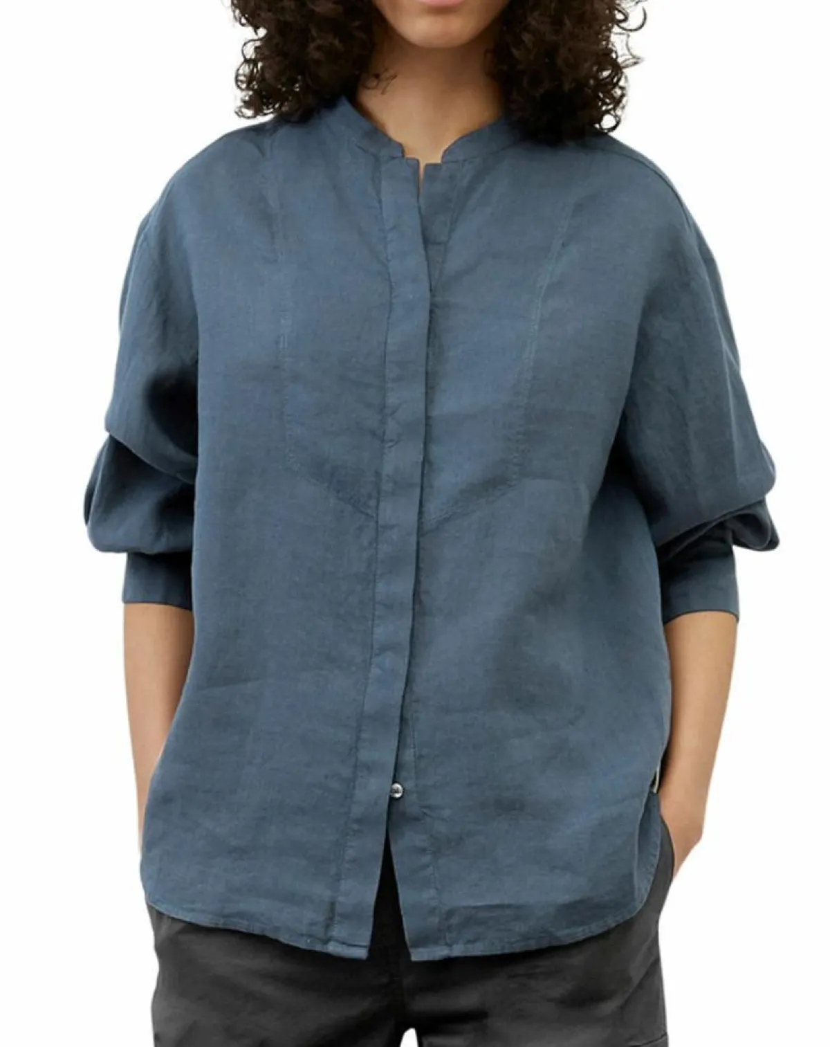 Marc O'Polo Chemises|Chemise 100% Lin sans manches Col bleu moyen