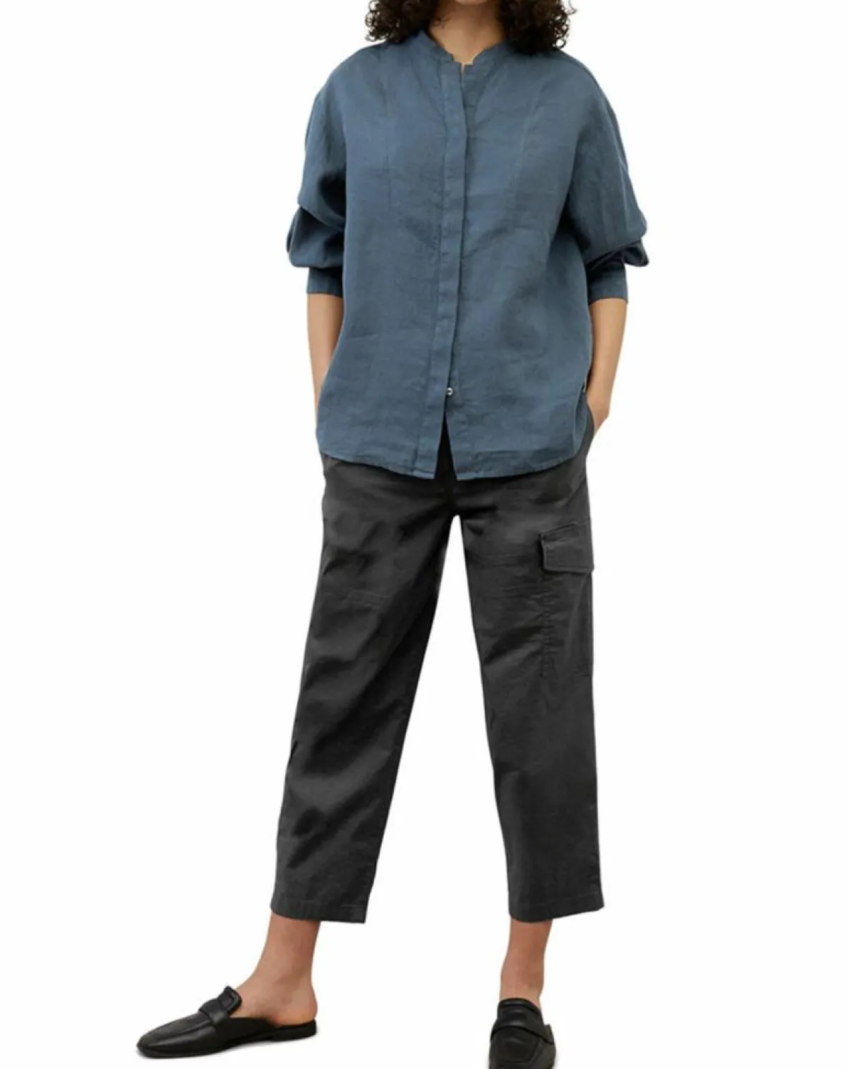 Marc O'Polo Chemises|Chemise 100% Lin sans manches Col bleu moyen