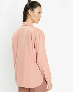 Galeries Lafayette Chemises|Chemise ample en Coton mélangé Paros rayée rose moyen