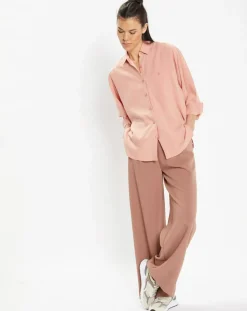 Galeries Lafayette Chemises|Chemise ample en Coton mélangé Paros rayée rose moyen