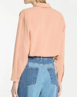 Galeries Lafayette Chemises|Chemise ample en Coton mélangé Paros rayée rose moyen