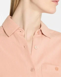 Galeries Lafayette Chemises|Chemise ample en Coton mélangé Paros rayée rose moyen