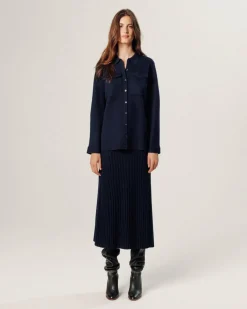 Rodier Chemises|Chemise Cassis poches poitrine bleu nuit