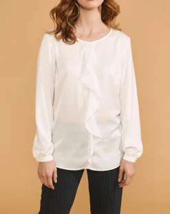Devernois Chemises|Chemise Ciano à volant beige neige