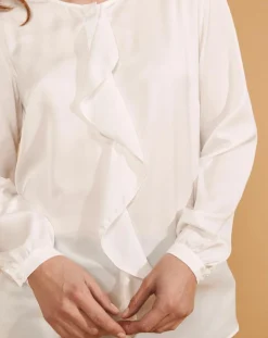 Devernois Chemises|Chemise Ciano à volant beige neige