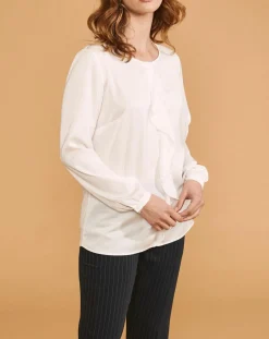 Devernois Chemises|Chemise Ciano à volant beige neige