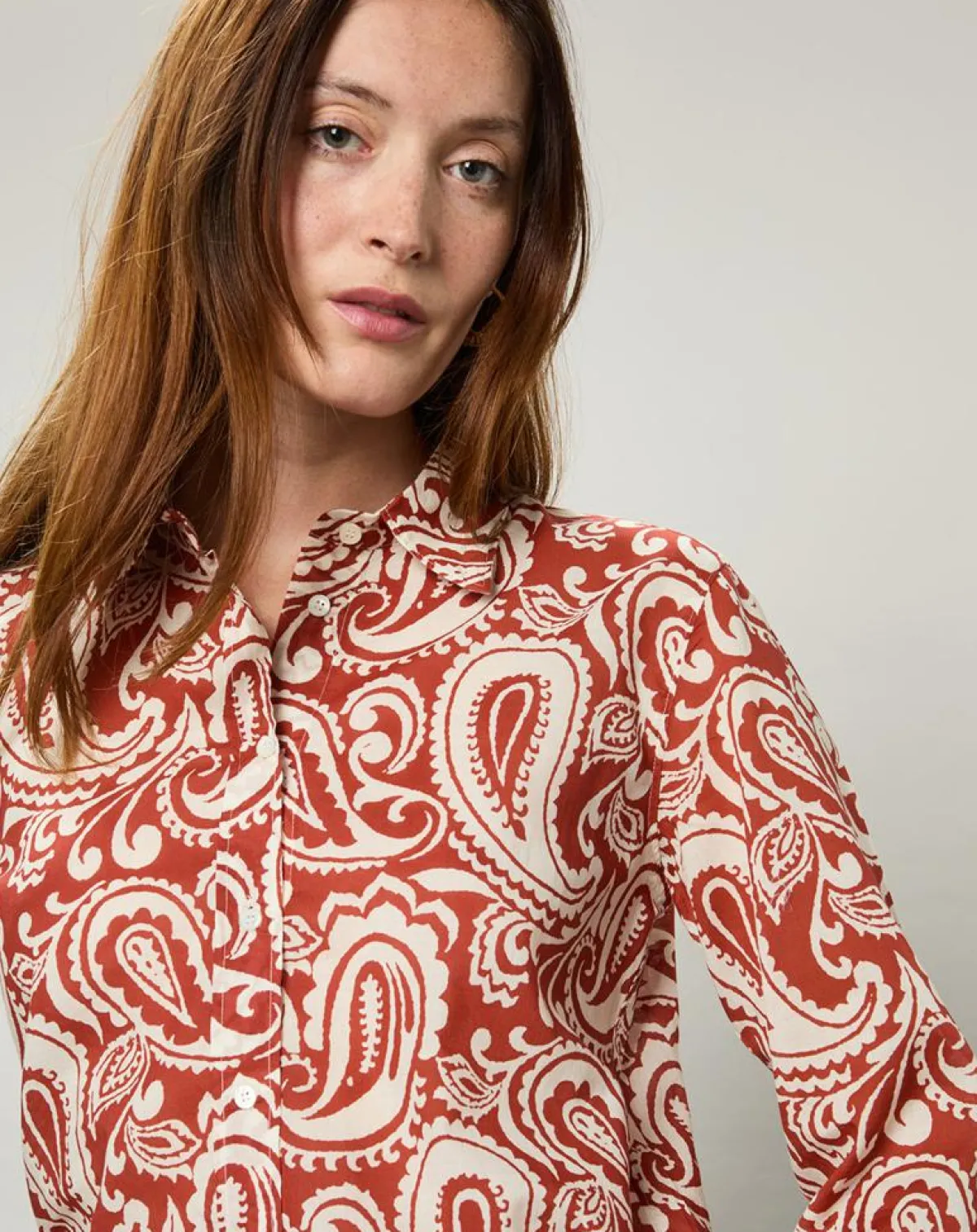 Hartford Chemises|Chemise Coraz imprimée orange sombre