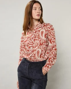 Hartford Chemises|Chemise Coraz imprimée orange sombre
