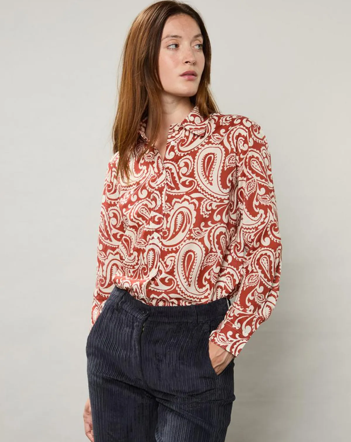 Hartford Chemises|Chemise Coraz imprimée orange sombre