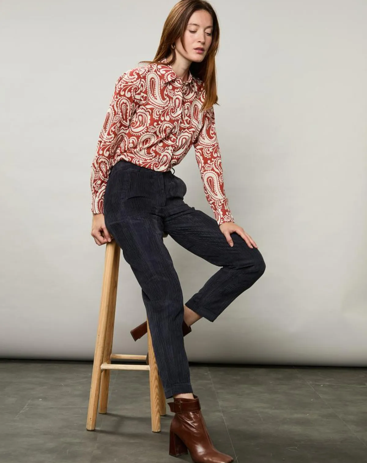 Hartford Chemises|Chemise Coraz imprimée orange sombre