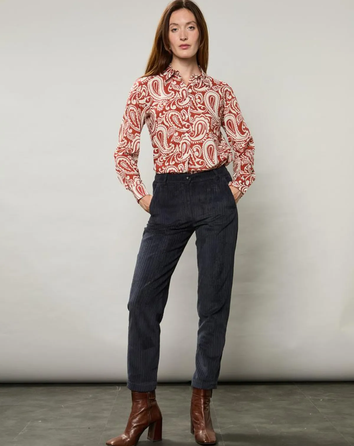 Hartford Chemises|Chemise Coraz imprimée orange sombre