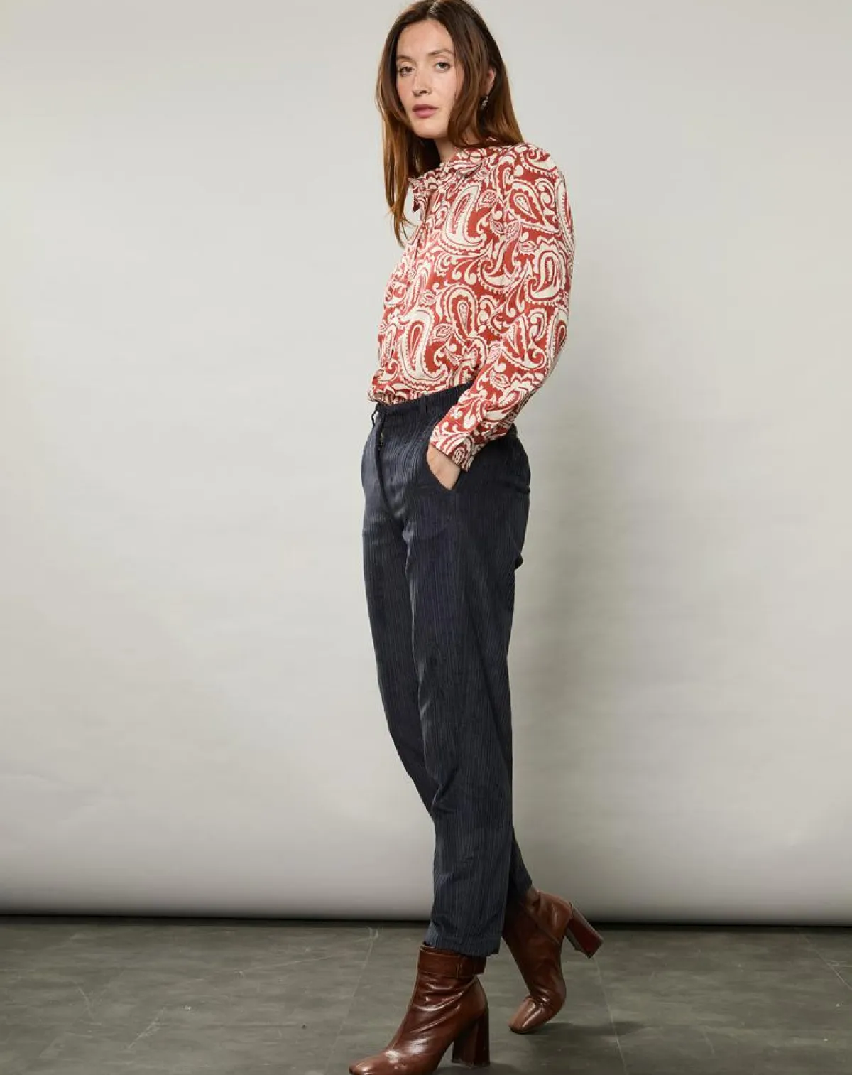 Hartford Chemises|Chemise Coraz imprimée orange sombre