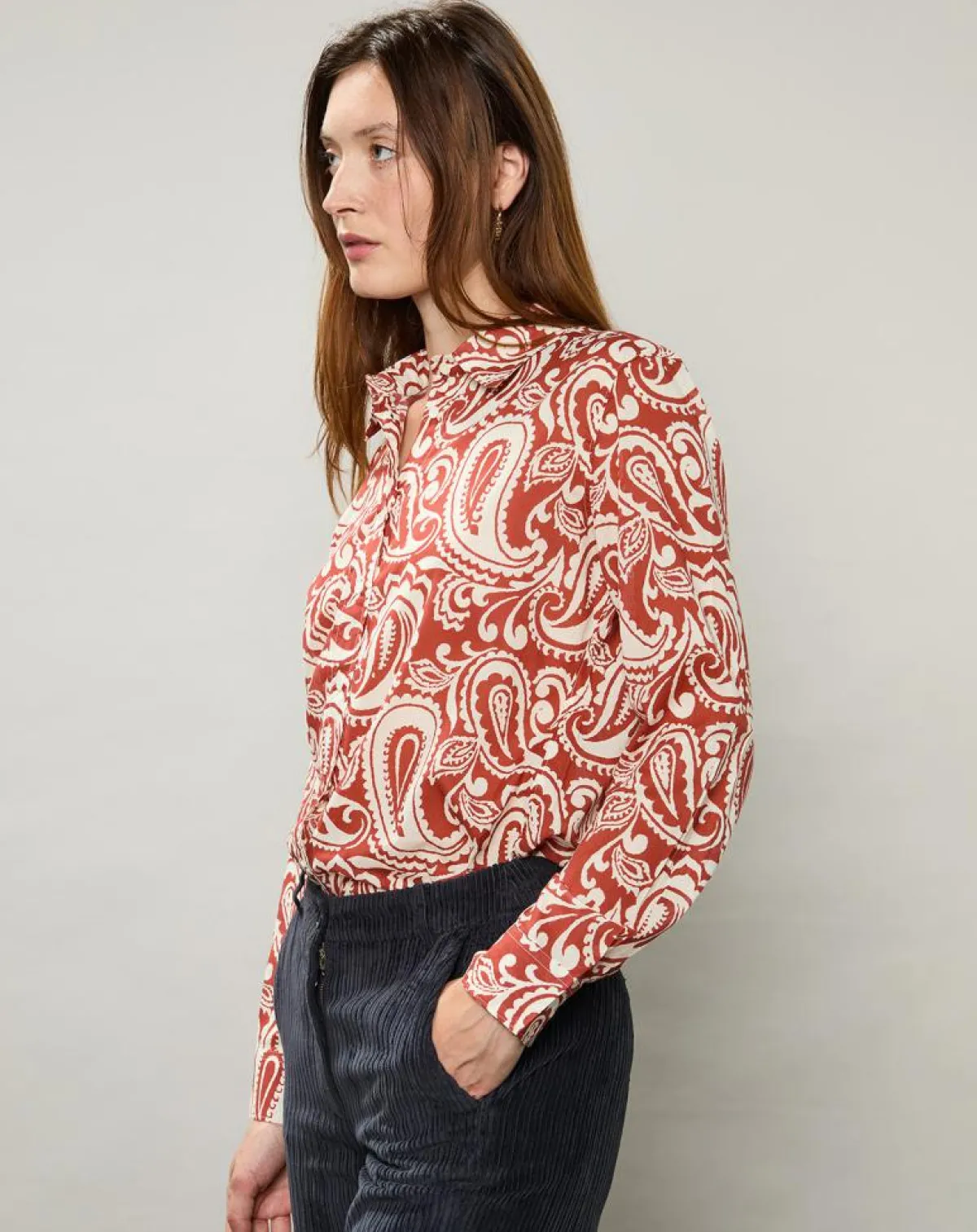 Hartford Chemises|Chemise Coraz imprimée orange sombre