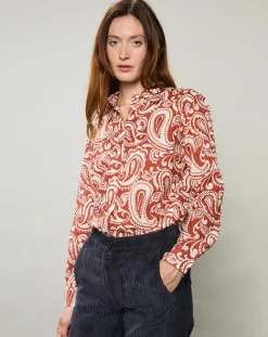 Hartford Chemises|Chemise Coraz imprimée orange sombre