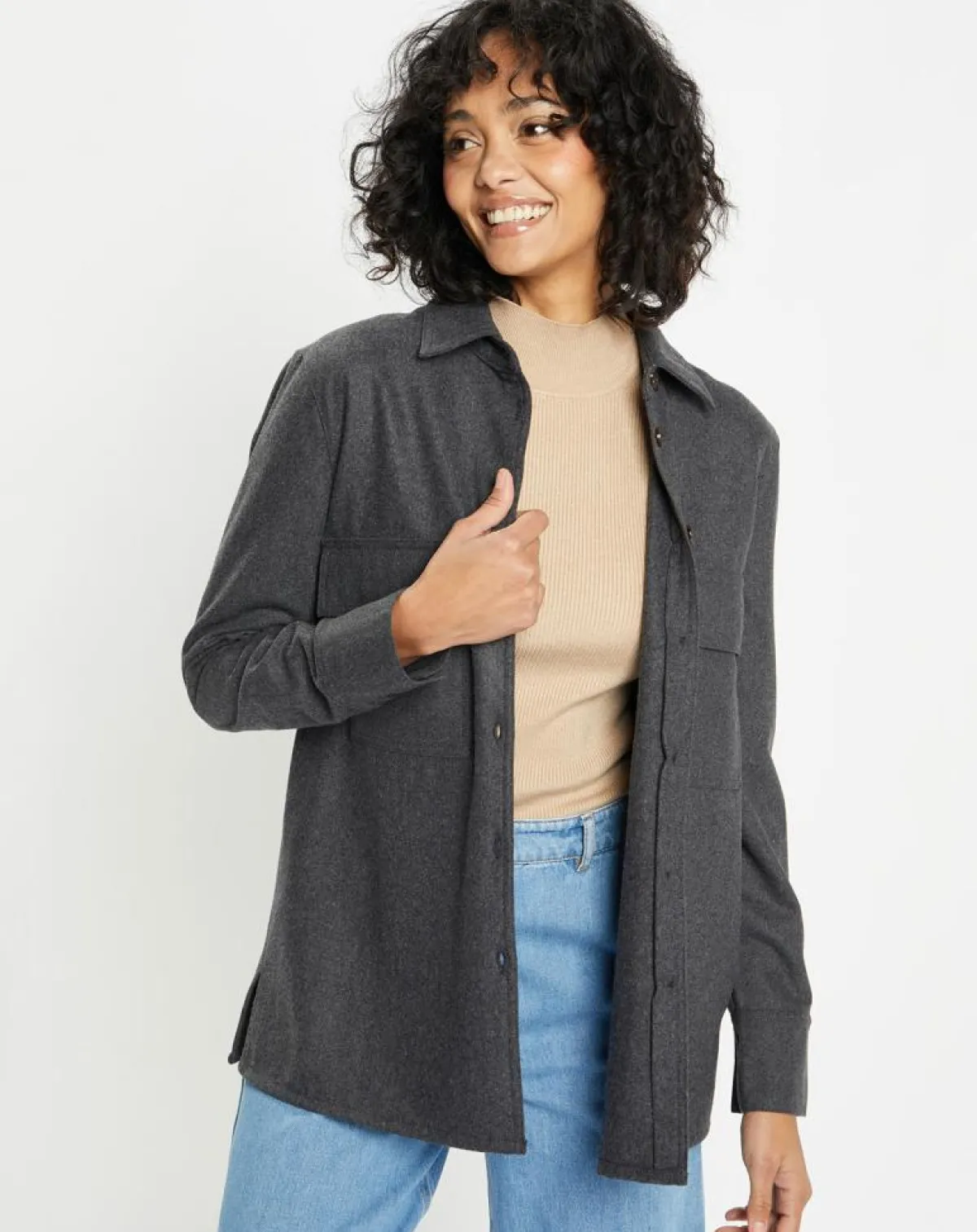 Jodhpur Chemises|Chemise Corfou en Laine mélangée gris foncé