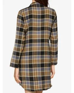 Femilet Lingerie, Nuit|Chemise de nuit Ecossais imprimée marron/noir