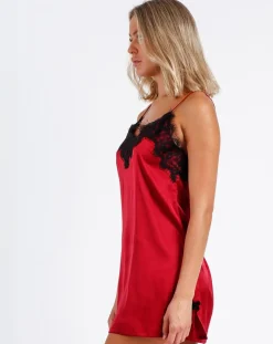 Admas Lingerie, Nuit|Chemise de nuit en dentelle rouge rubis