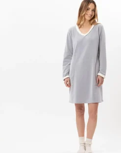 Le Chat Lingerie, Nuit|Chemise de nuit en micropolaire Douce gris chiné