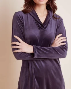 Le Chat Lingerie, Nuit|Chemise de nuit en Velours Paola marine