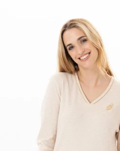 Le Chat Lingerie, Nuit|Chemise de nuit Garance doré/écru