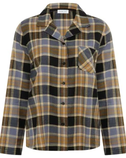 Femilet Lingerie, Nuit|Chemise de pyjama Ecossais imprimée marron/noir