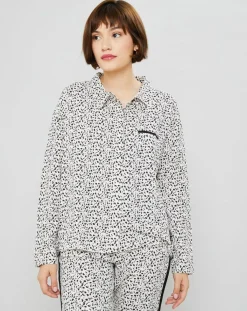 Femilet Lingerie, Nuit|Chemise de pyjama Flower imprimée beige/noir