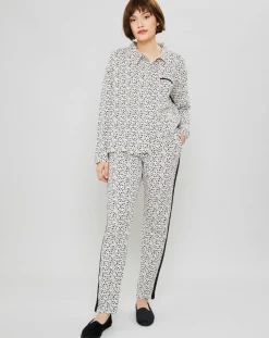 Femilet Lingerie, Nuit|Chemise de pyjama Flower imprimée beige/noir