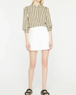 Galeries Lafayette Chemises|Chemise droite Laurie à rayures beige/noir