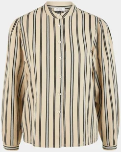 Galeries Lafayette Chemises|Chemise droite Laurie à rayures beige/noir