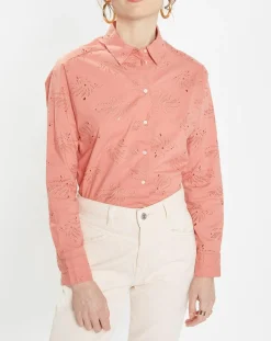 Galeries Lafayette Chemises|Chemise Ebrizia brodée ajourée bois de rose