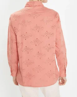 Galeries Lafayette Chemises|Chemise Ebrizia brodée ajourée bois de rose