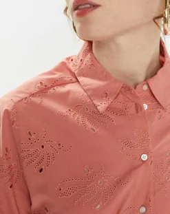 Galeries Lafayette Chemises|Chemise Ebrizia brodée ajourée bois de rose