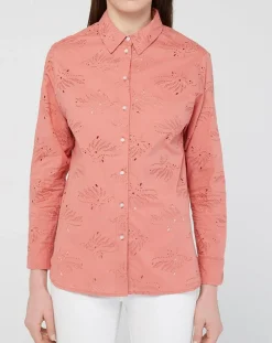 Galeries Lafayette Chemises|Chemise Ebrizia brodée ajourée bois de rose