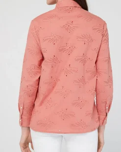 Galeries Lafayette Chemises|Chemise Ebrizia brodée ajourée bois de rose