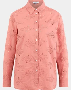 Galeries Lafayette Chemises|Chemise Ebrizia brodée ajourée bois de rose