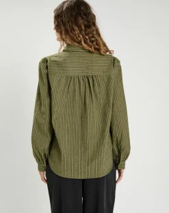 The Korner Chemises|Chemise en Coton & Lin Ava kaki